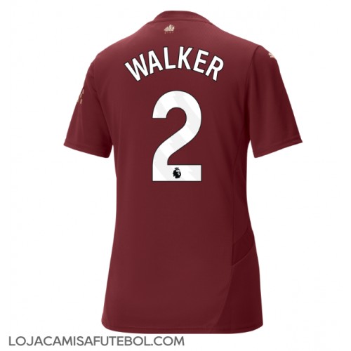 Camisa de Futebol Manchester City Kyle Walker #2 Equipamento Alternativo Mulheres 2024-25 Manga Curta